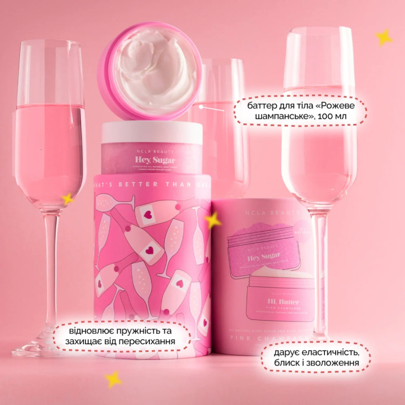 Подарунковий набір для догляду за тілом «Рожеве шампанське» NCLA Beauty Pink Champagne Body Care Discovery Set