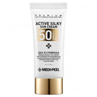 Сонцезахисний крем з комплексом пептидів і шовку Medi-Peel Active Silky Sun Cream SPF50+PA+++++